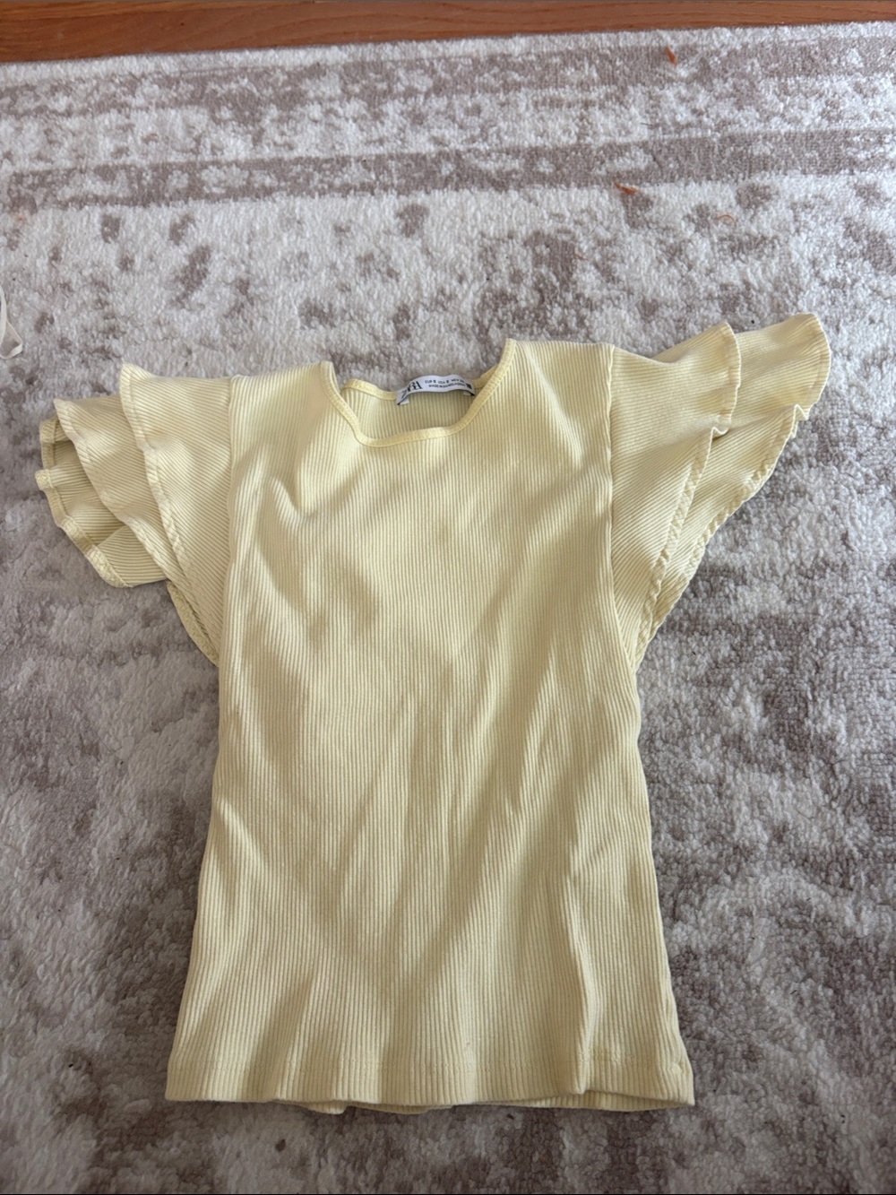 Zara Yellow Ruffle Sleeve Ribbed Top
